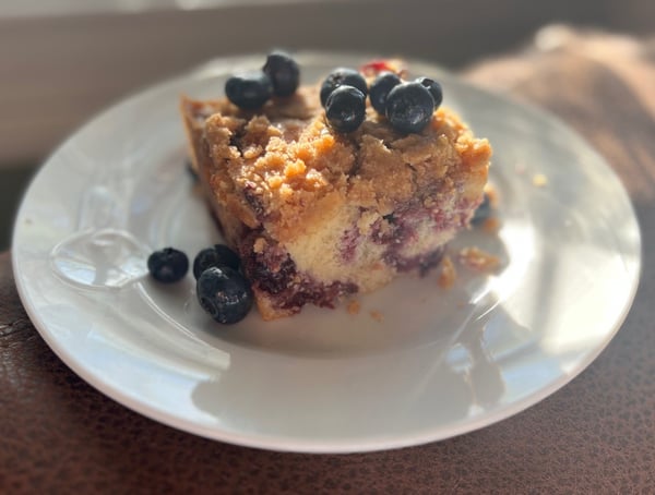plated blueberry buckle
