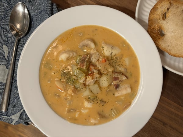 Plated chowder
