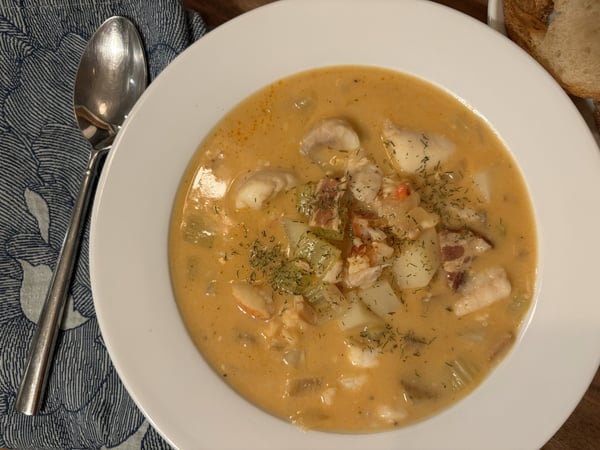 Plated chowder