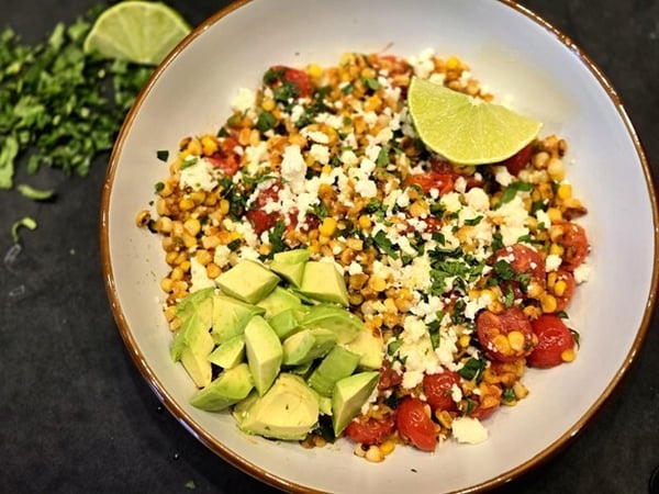 Plated corn salad