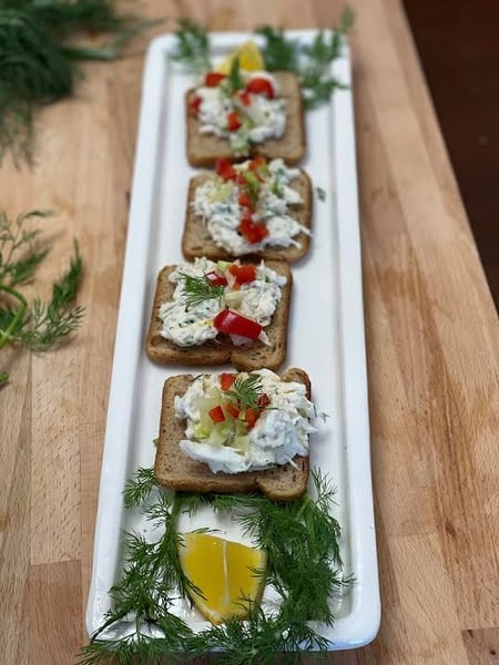 plated crab canapes