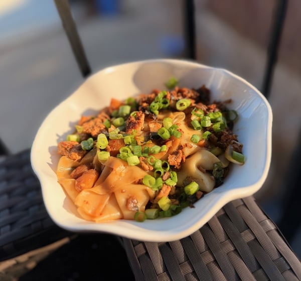 Plated dumpling dish