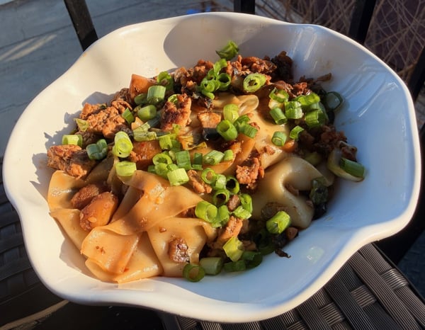 Plated dumpling dish