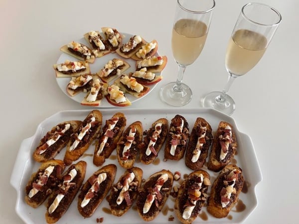 Plated Fig and Bacon Crostini