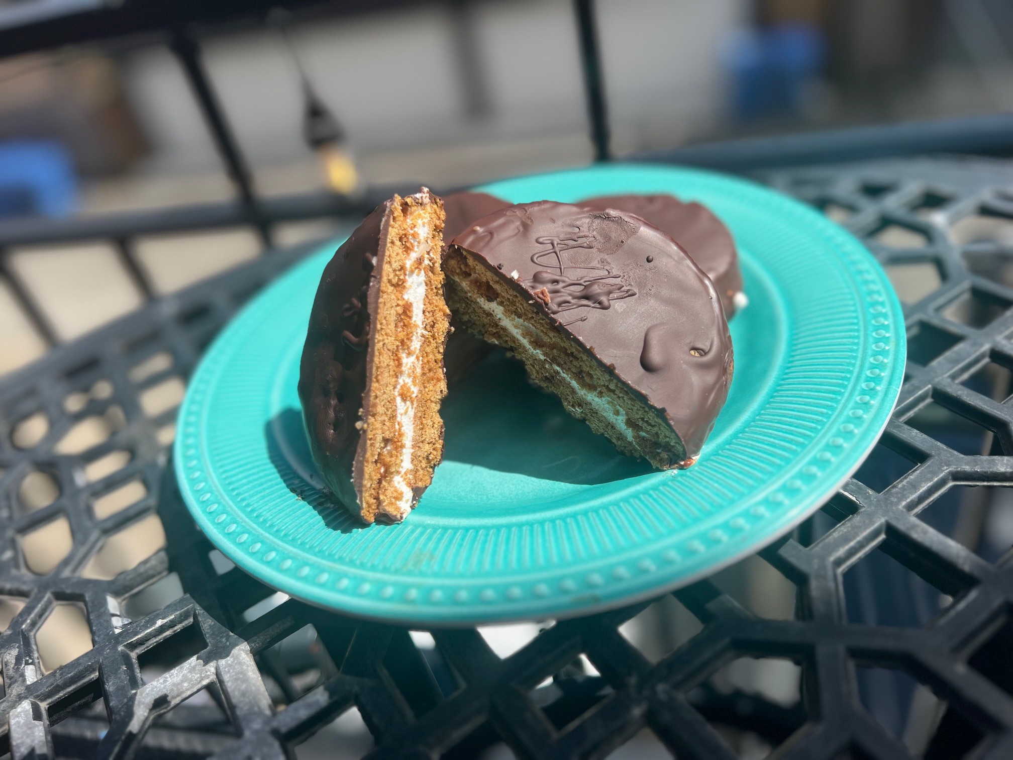 Plated and sliced Moon Pies