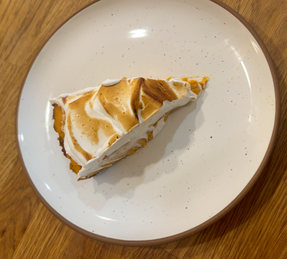 Plated slice of tart