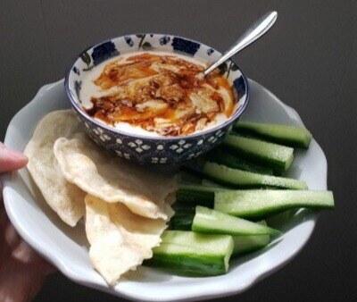 plated white bean dip
