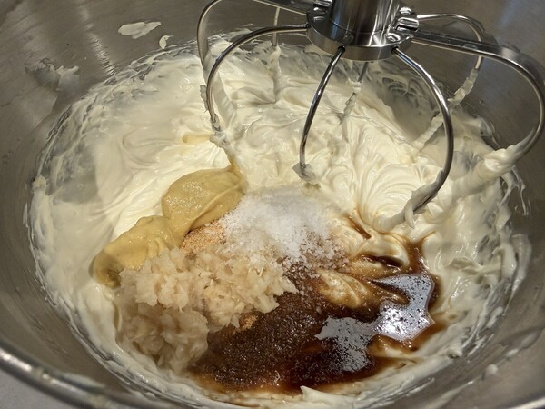 Pub cheese ingredients mixed