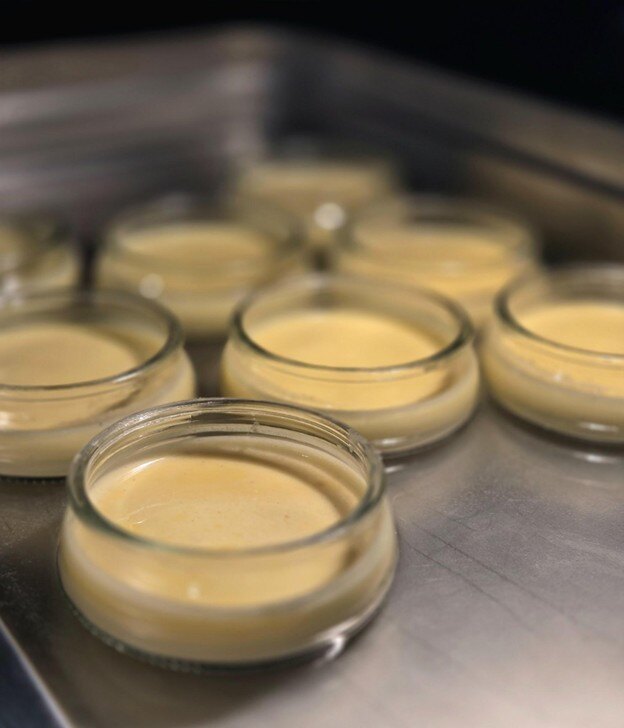 Ramekins in hot water