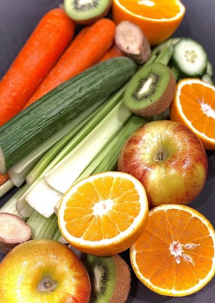 raw fruits and veggies