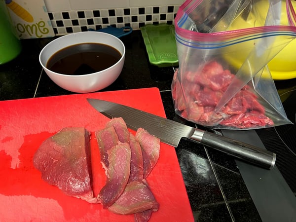 raw meat with marinade