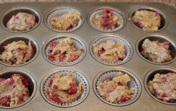 raw muffins in pan
