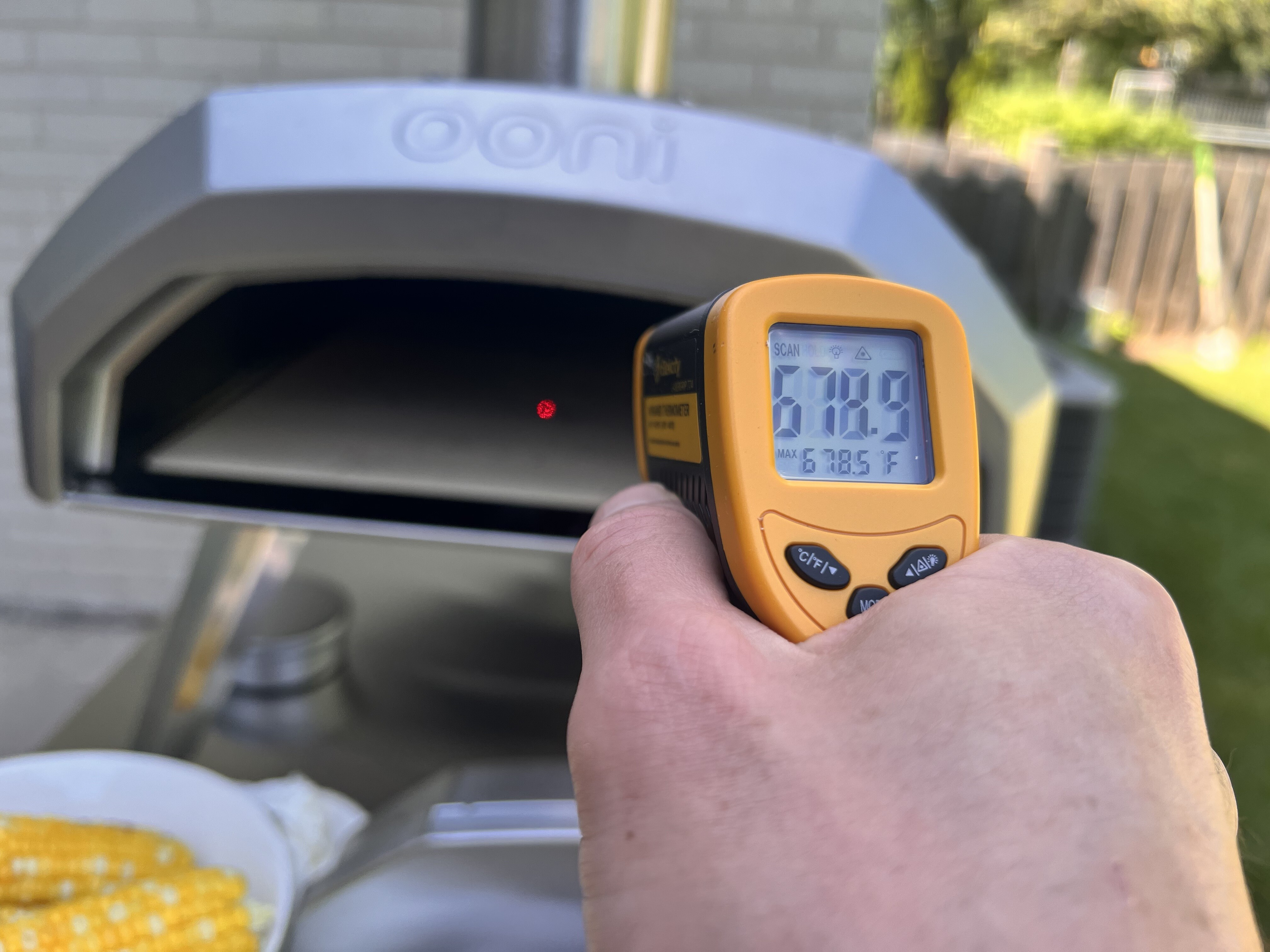 Reading temp of pizza oven