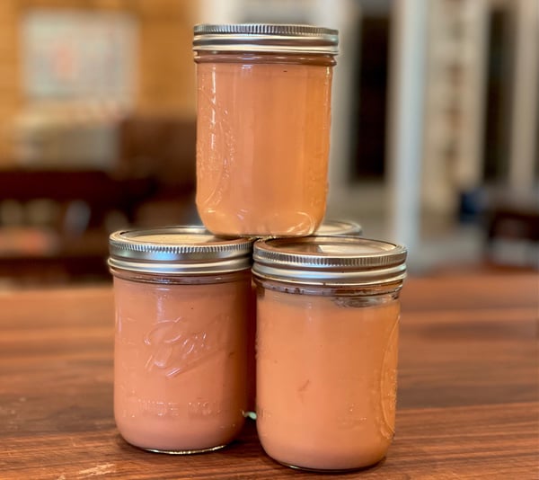 rhubarb curd jars