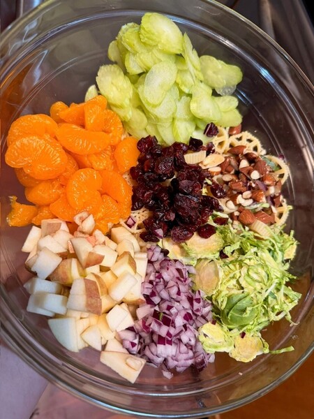Salad ingredients prepped