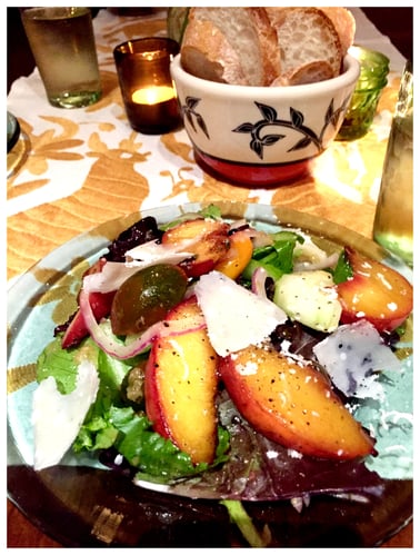 salad with roasted peaches