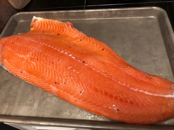 salmon rinsed