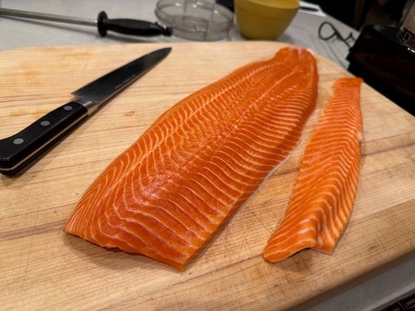 Trimming salmon