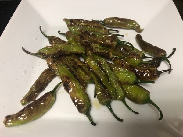 salted shishito peppers