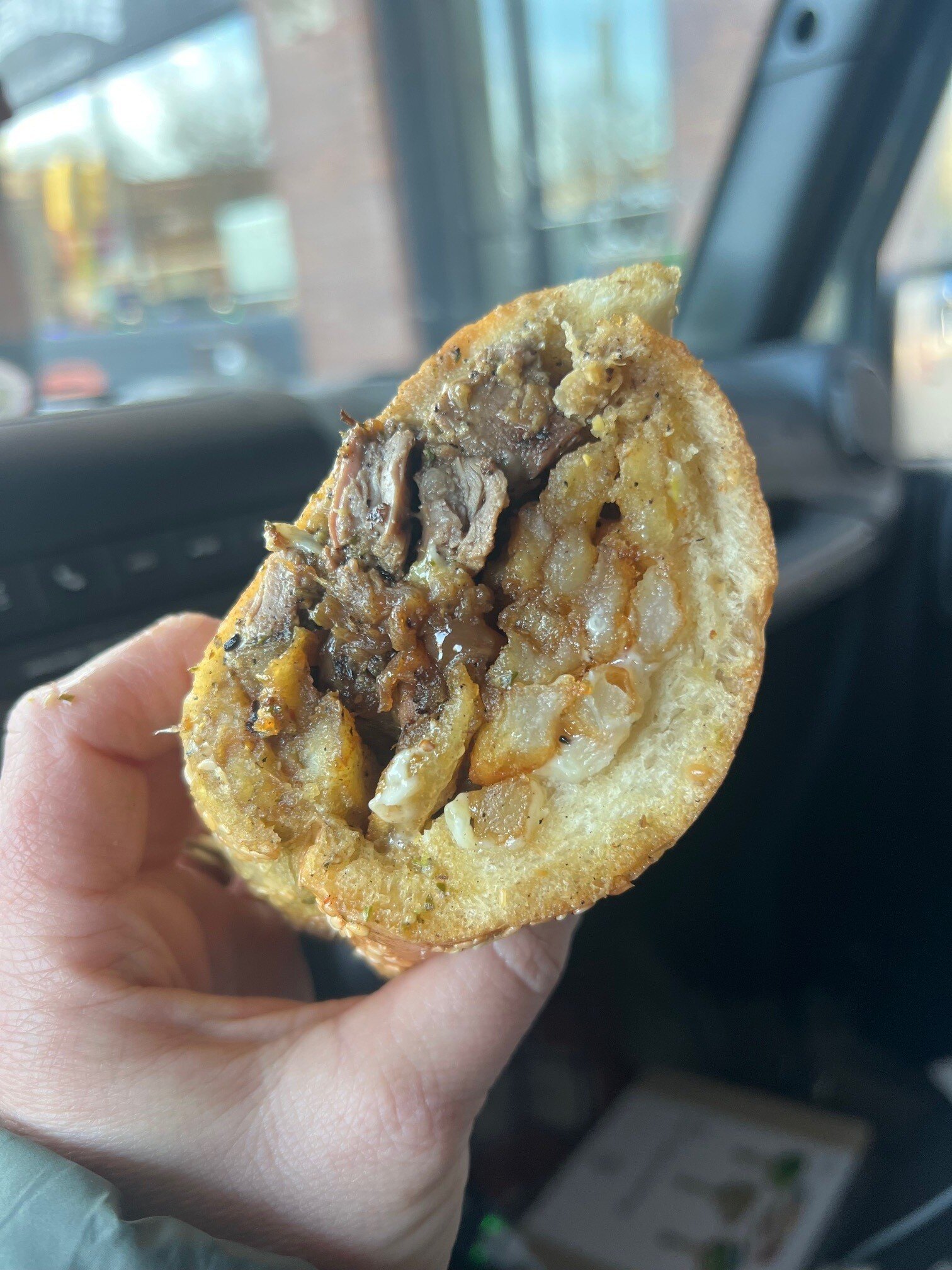 Steak and potato sandwich