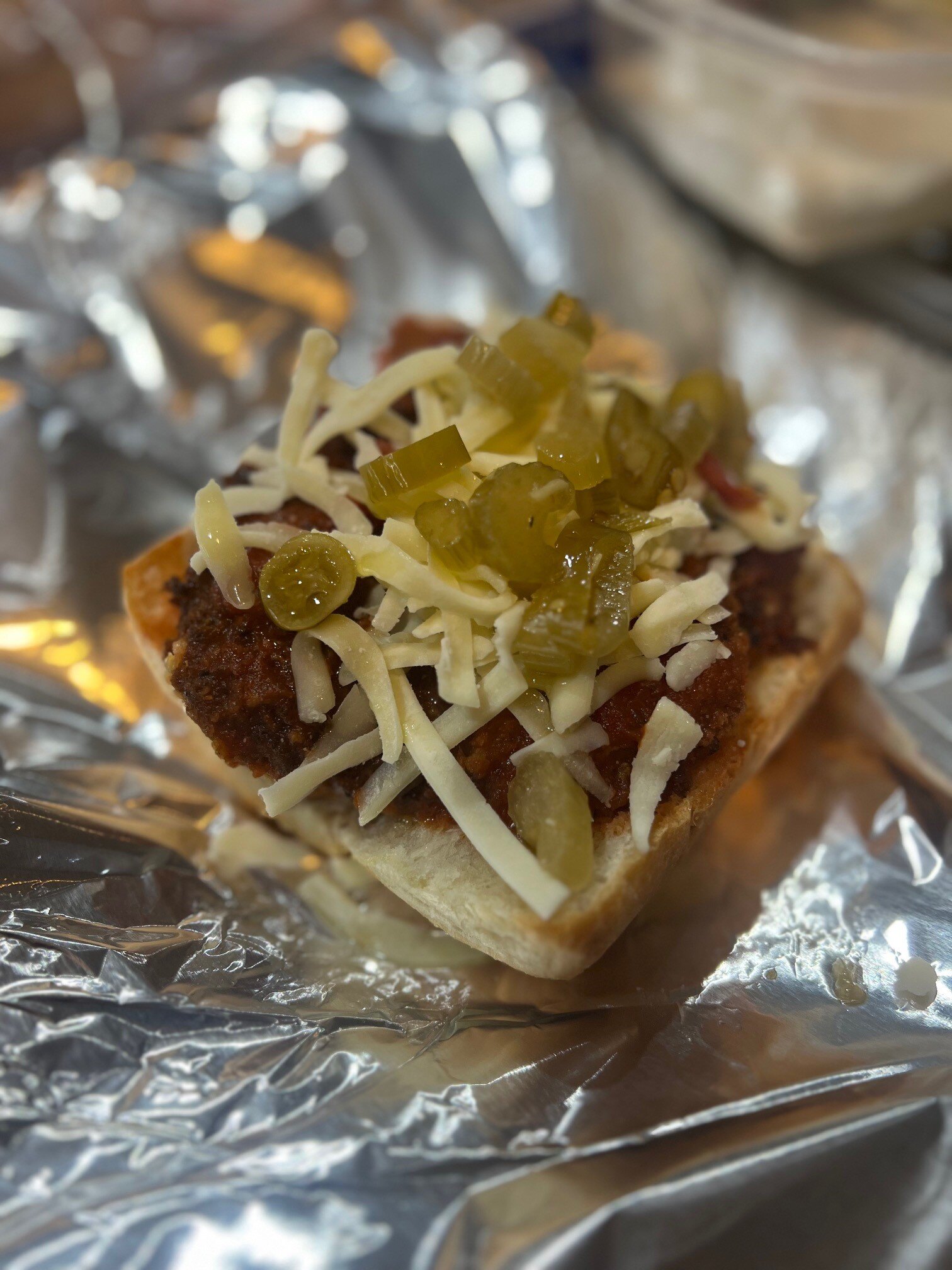 Sandwich with cheese and giardiniara