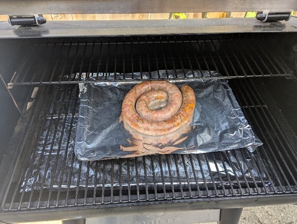 Sausage in smoker