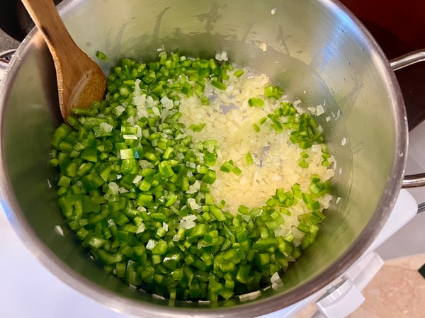 Cooking onion and peppers