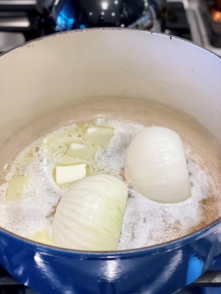 saute onion halves in butter