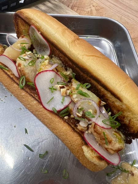 Scallop roll with garnishes