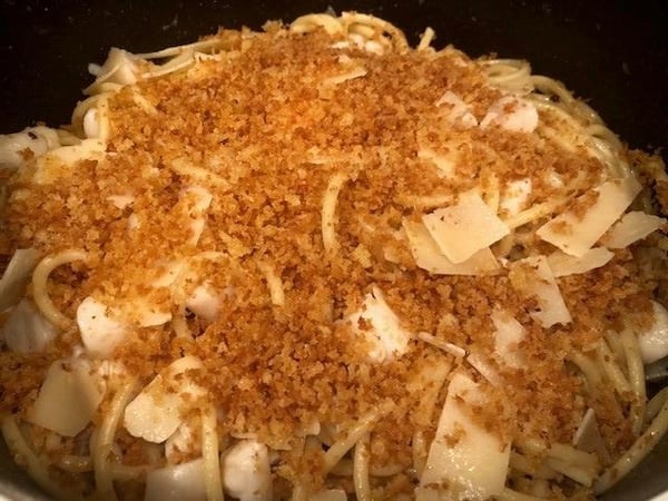 scallops pasta breadcrumbs cheese