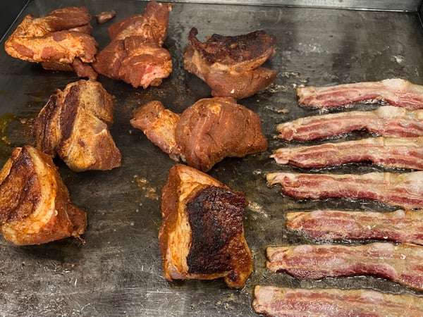Searing pork