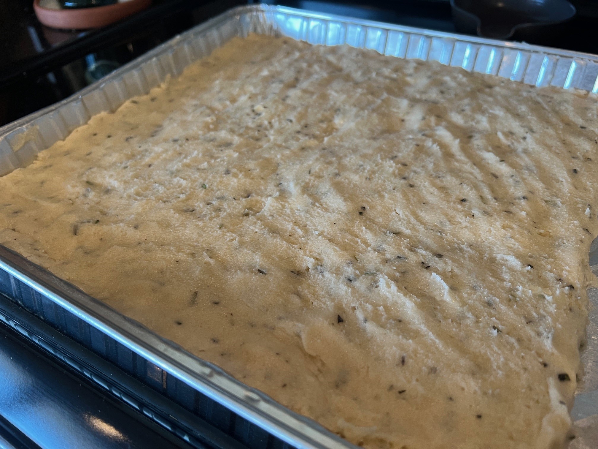 Shortbread dough in pan