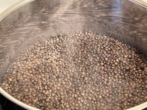 simmering lentils