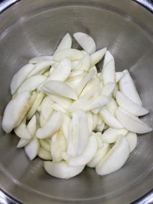 Peeled and cut apples