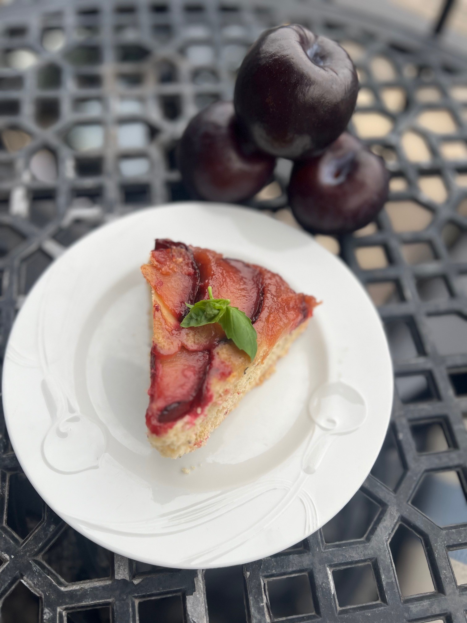 Slice of Plum Upside Down Cake