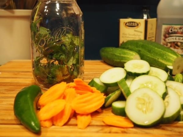 sliced veggies to pickle