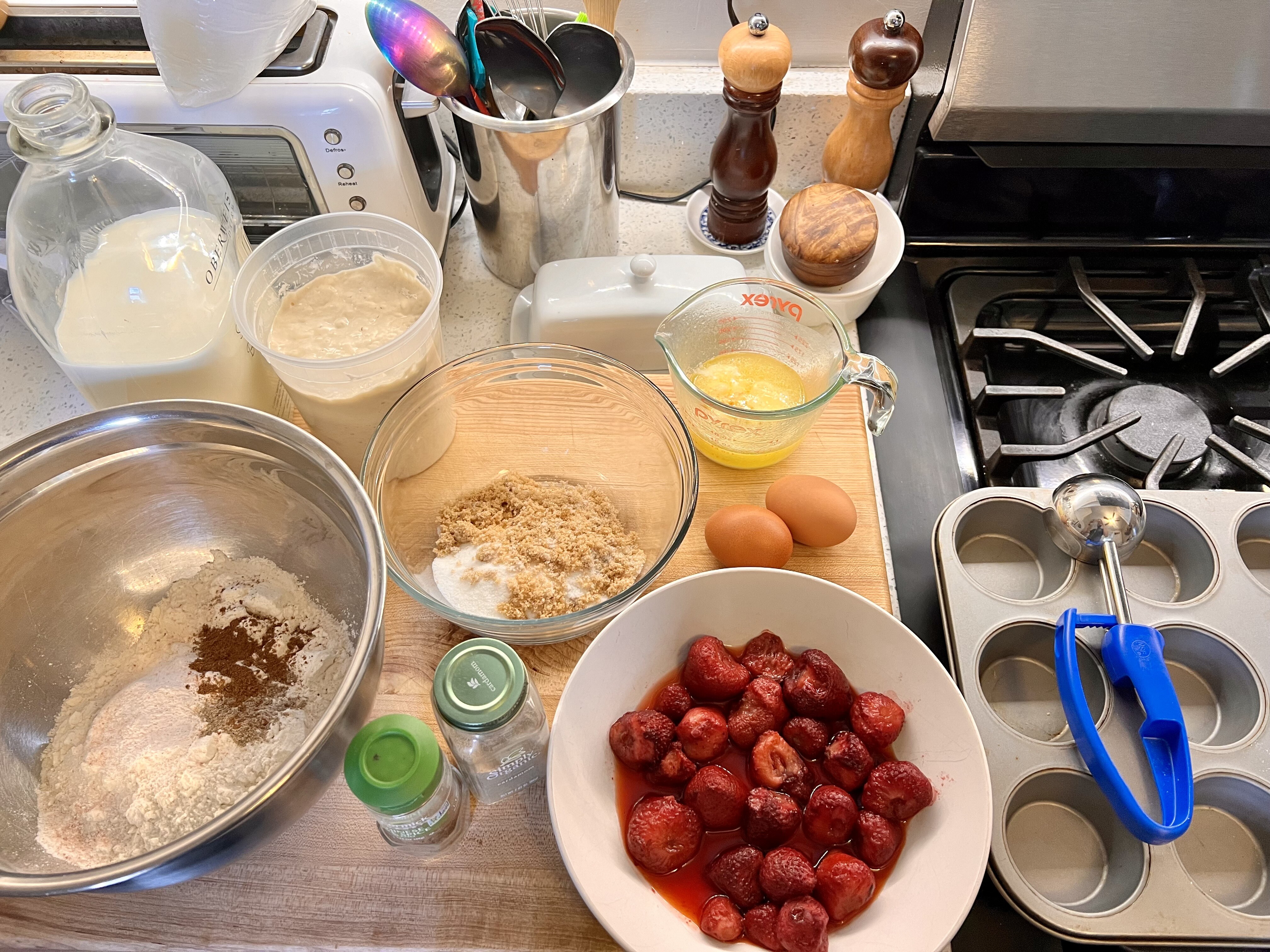 Sourdough muffin mise en place
