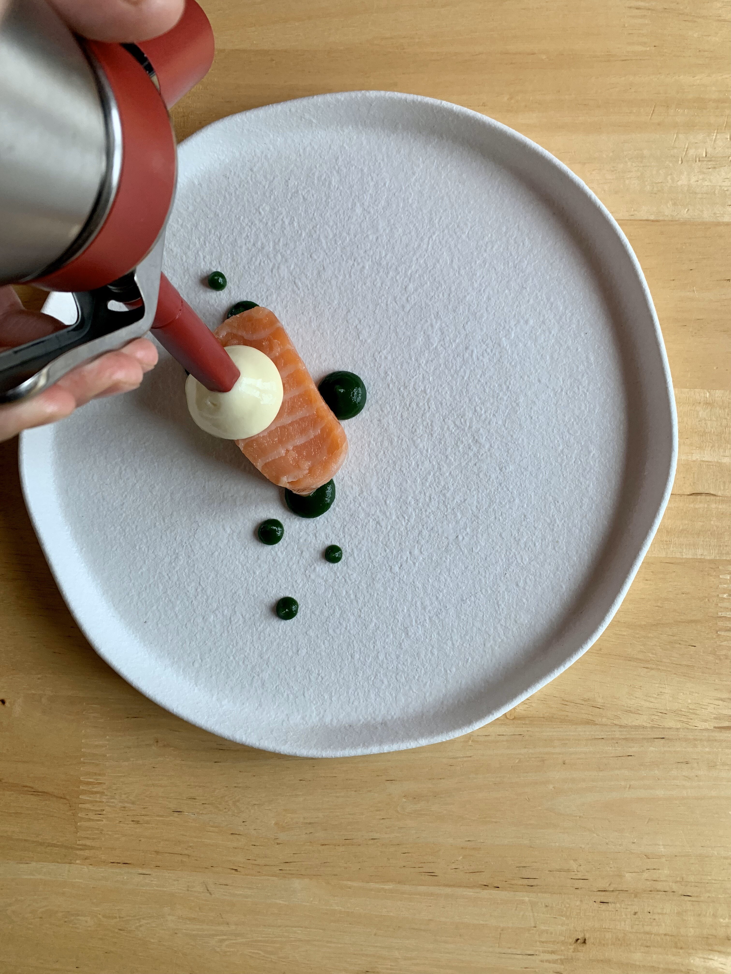 Sous vide salmon plating