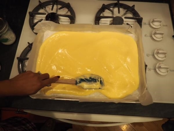 spreading cake batter
