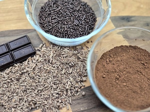 Sprinkles cocoa powder and chocolate