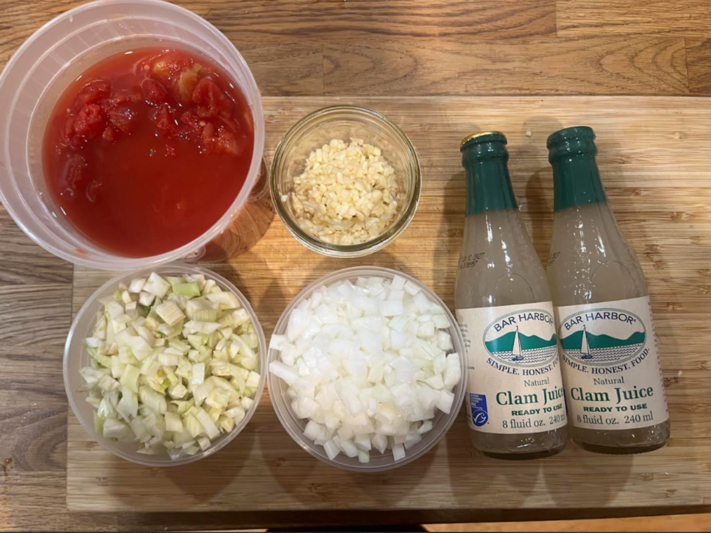 Stew ingredients prepped