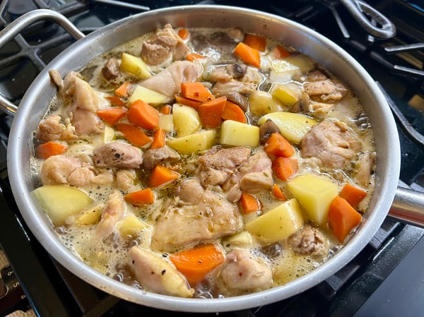Chicken stew simmering