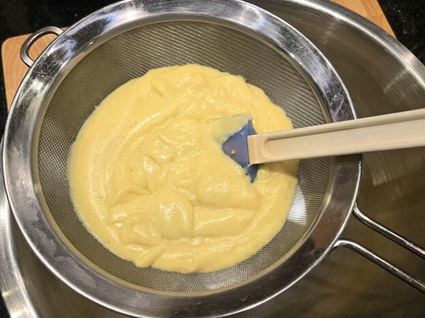 Straining pastry cream