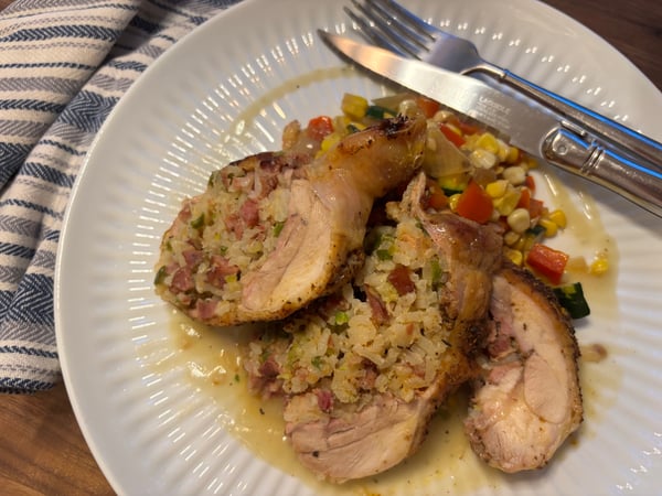 Plated stuffed chicken
