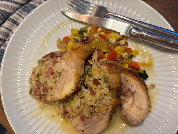 Stuffed chicken plated