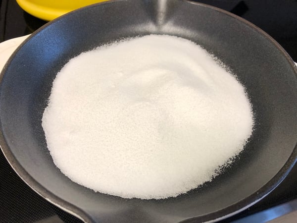 sugar in pan