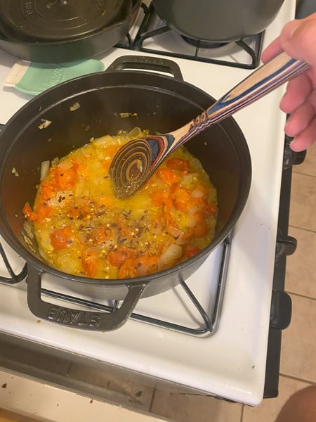 herbs added to sungold sauce