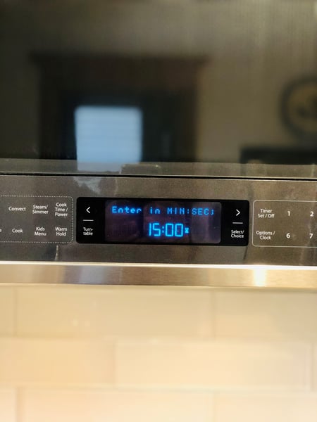 timer set for 15 minutes after turning oven off