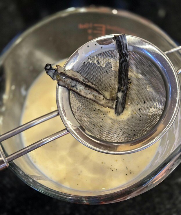 Vanilla bean strained