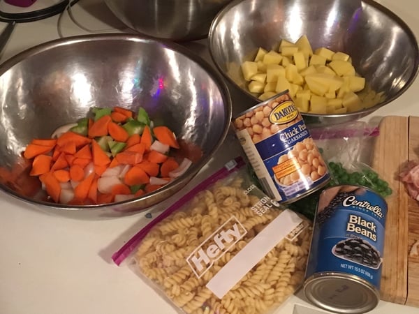 veggies and canned beans